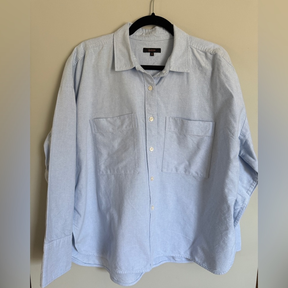 Quince Organic Cotton Boxy Oxford pale blue